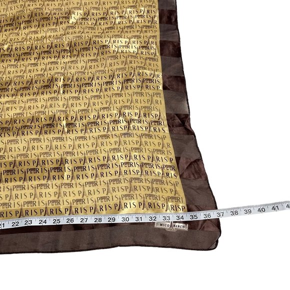 J. Mico Sancho Paris Women's Large Gold & Brown Scarf - Picture 4 of 7